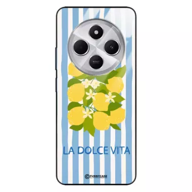 Etui Black Case Glass Dolce Vita do XIAOMI NOTE 14C 4G Cytryny Kwiaty Włochy Lato Wakacje ST_DOC128