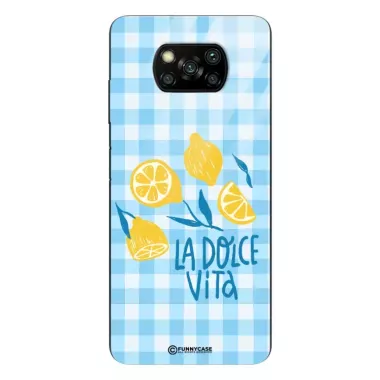 Etui Black Case Glass Dolce Vita do XIAOMI POCO X3 Cytryny Lato Włochy Wakacje Kratka ST_DOC101
