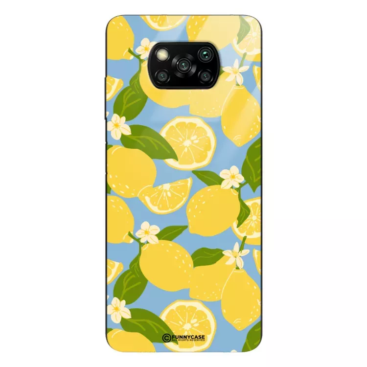 Etui Black Case Glass Dolce Vita do XIAOMI POCO X3 NFC Cytryny Kwiaty Owoce Lato Natura ST_DOC125