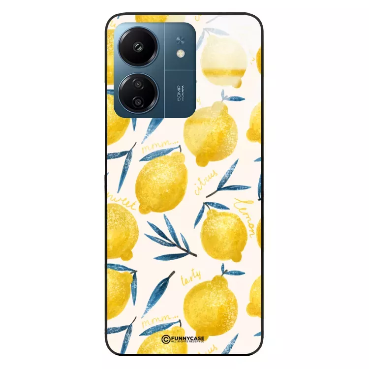 Etui Black Case Glass Dolce Vita do XIAOMI REDMI 13C Cytryny Lato Owoce Wakacje Słońce ST_DOC145