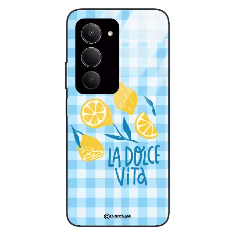 Etui Black Case Glass Dolce Vita do XIAOMI REDMI 15 4G Cytryny Lato Włochy Wakacje Kratka ST_DOC101