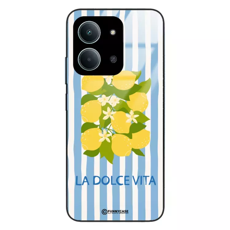 Etui Black Case Glass Dolce Vita do XIAOMI REDMI 15C Cytryny Kwiaty Włochy Lato Wakacje ST_DOC128