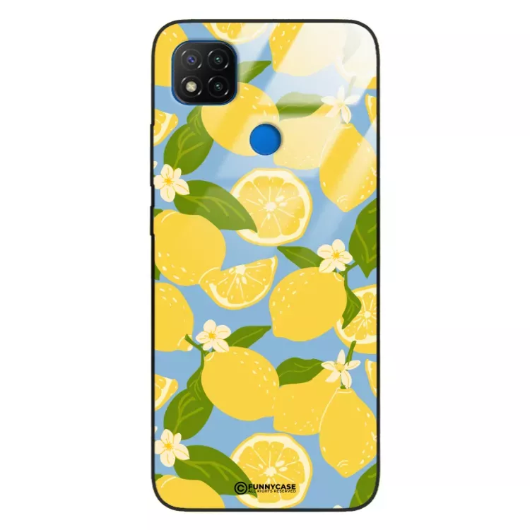 Etui Black Case Glass Dolce Vita do XIAOMI REDMI 9C Cytryny Kwiaty Owoce Lato Natura ST_DOC125