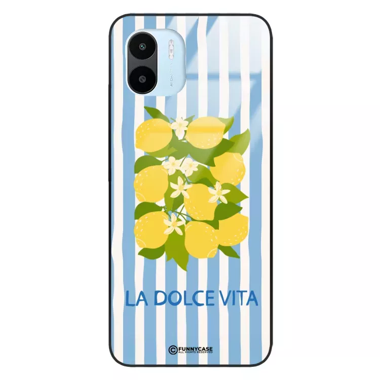 Etui Black Case Glass Dolce Vita do XIAOMI REDMI A1 Cytryny Kwiaty Włochy Lato Wakacje ST_DOC128