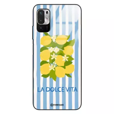 Etui Black Case Glass Dolce Vita do XIAOMI REDMI NOTE 10 5G Cytryny Kwiaty Włochy Lato Wakacje ST_DOC128