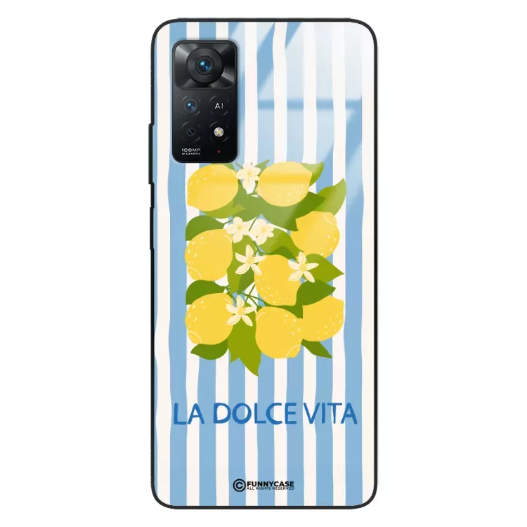 Etui Black Case Glass Dolce Vita do XIAOMI REDMI NOTE 11 PRO 5G Cytryny Kwiaty Włochy Lato Wakacje ST_DOC128