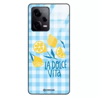 Etui Black Case Glass Dolce Vita do XIAOMI REDMI NOTE 12 PRO PLUS 5G Cytryny Lato Włochy Wakacje Kratka ST_DOC101