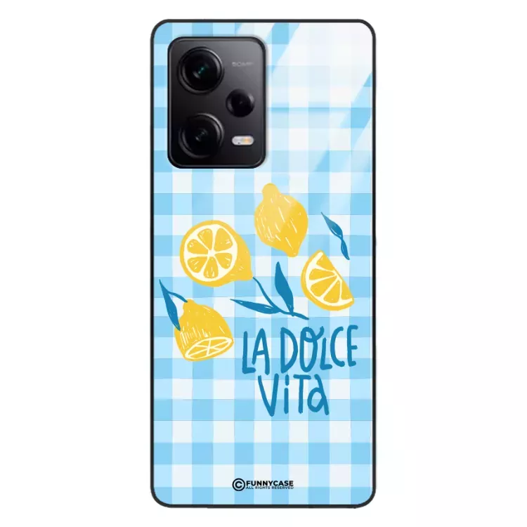 Etui Black Case Glass Dolce Vita do XIAOMI REDMI NOTE 12 PRO PLUS 5G Cytryny Lato Włochy Wakacje Kratka ST_DOC101