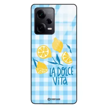Etui Black Case Glass Dolce Vita do XIAOMI REDMI NOTE 12 PRO PLUS 5G Cytryny Lato Włochy Wakacje Kratka ST_DOC101
