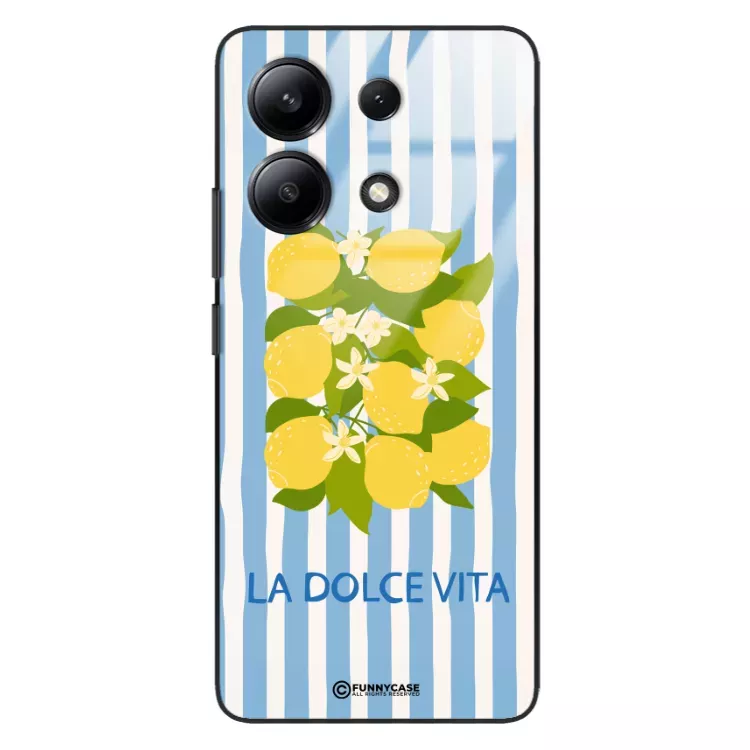 Etui Black Case Glass Dolce Vita do XIAOMI REDMI NOTE 13 Cytryny Kwiaty Włochy Lato Wakacje ST_DOC128