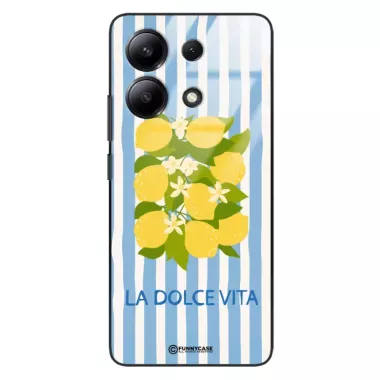 Etui Black Case Glass Dolce Vita do XIAOMI REDMI NOTE 13 Cytryny Kwiaty Włochy Lato Wakacje ST_DOC128