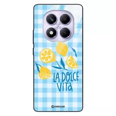 Etui Black Case Glass Dolce Vita do XIAOMI REDMI NOTE 14 PRO 4G Cytryny Lato Włochy Wakacje Kratka ST_DOC101