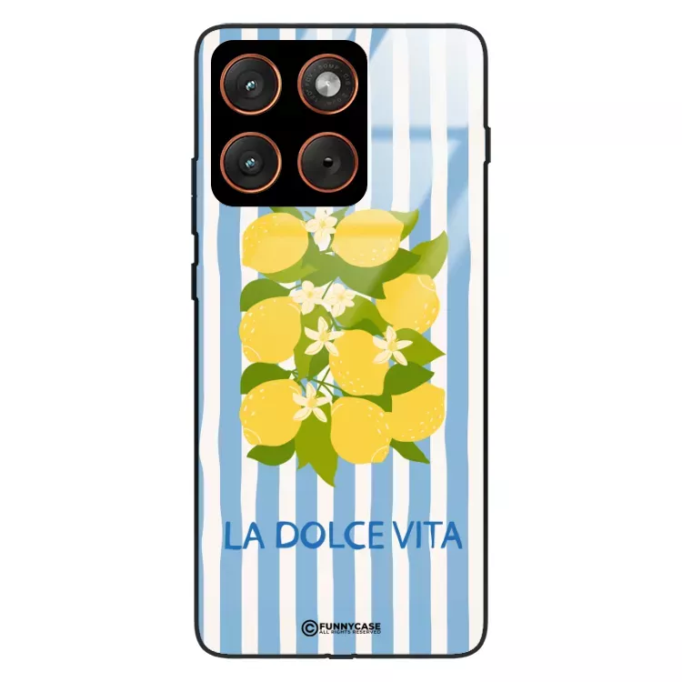Etui Black Case Glass Dolce Vita do MOTOROLA EDGE 70  Cytryny Kwiaty Włochy Lato Wakacje ST_DOC128