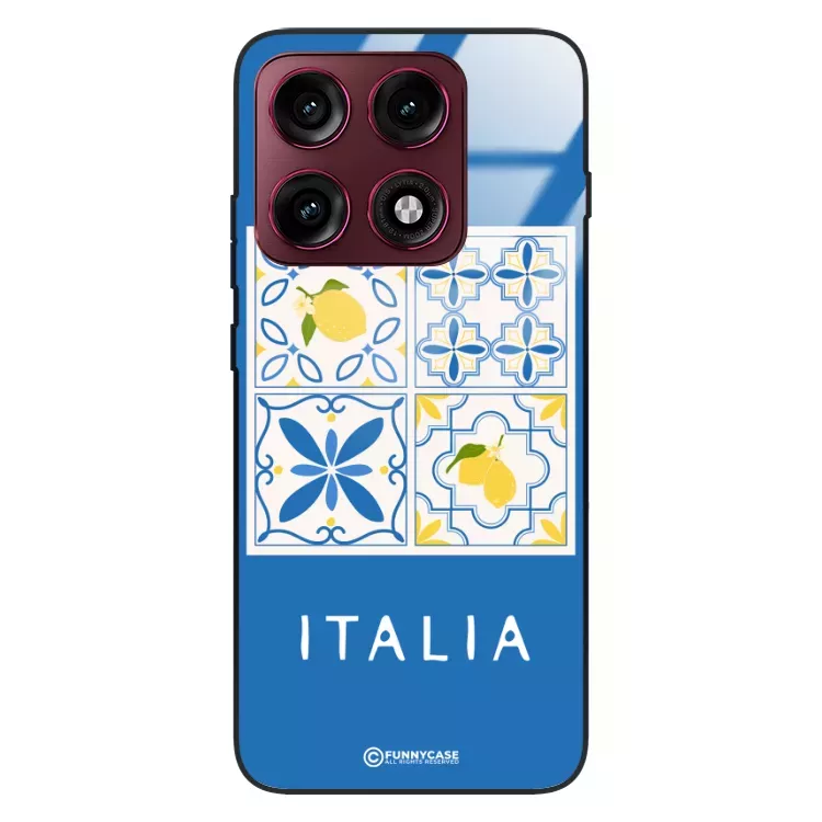 Etui Black Case Glass Dolce Vita do MOTOROLA MOTO EDGE 70 PRO 5G Włochy Italia Cytryny Kafelki Wakacje ST_DOC132