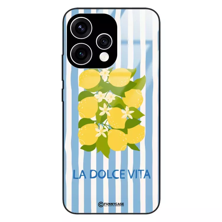 Etui Black Case Glass Dolce Vita do OPPO RENO 15 Cytryny Kwiaty Włochy Lato Wakacje ST_DOC128
