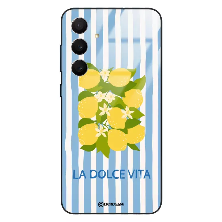 Etui Black Case Glass Dolce Vita do SAMSUNG S26 FE Cytryny Kwiaty Włochy Lato Wakacje ST_DOC128