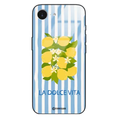 Etui Black Case Glass Dolce Vita do APPLE IPHONE 16E Cytryny Kwiaty Włochy Lato Wakacje ST_DOC128