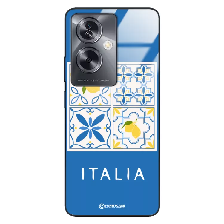 Etui Black Case Glass Dolce Vita do OPPO A95 4G Włochy Italia Cytryny Kafelki Wakacje ST_DOC132