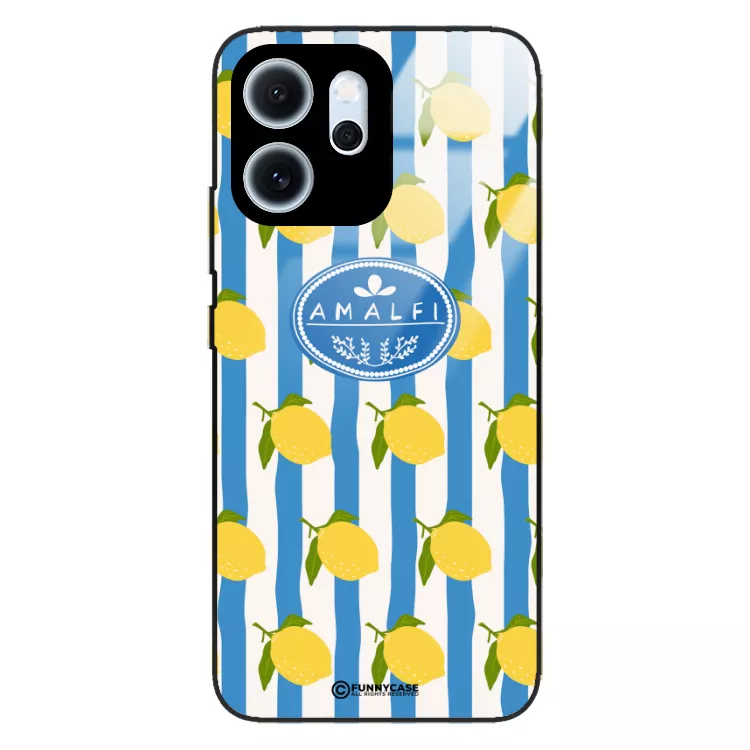 Etui Black Case Glass Dolce Vita do OPPO RENO 14F Amalfi Cytryny Włochy Lato Wakacje ST_DOC131