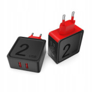 ŁADOWARKA SAMOCHODOWA 2xUSB 3.1A CZARNO-CZERWONA